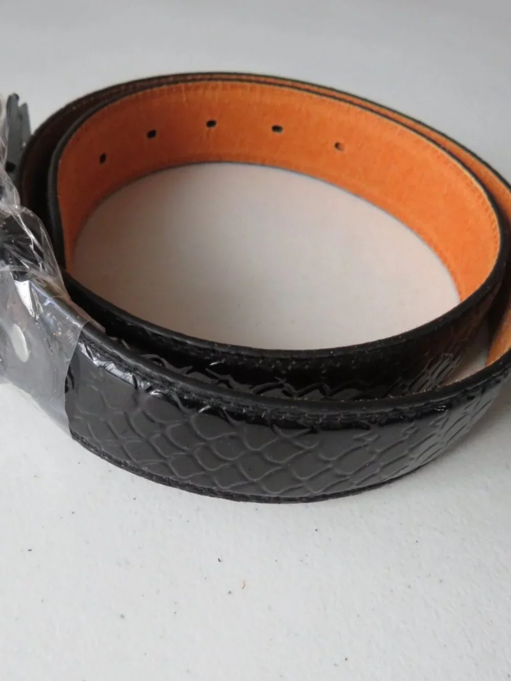 Faux Snakeskin Imitation Leather Dress Black Belt Unisex Men’s Women’s Textured